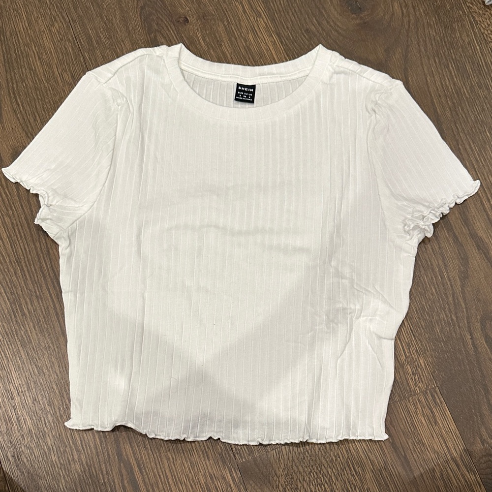 White Textured Short Sleeve Tee